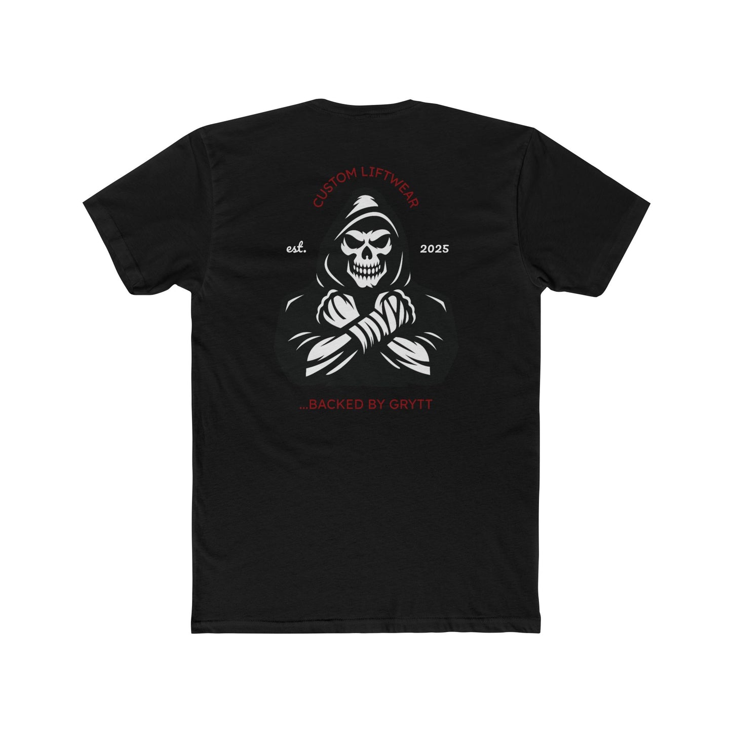 Grytt Labs Unisex Cotton Crew Tee - LIFTWEAR REAPER WRAPPED (Black T)