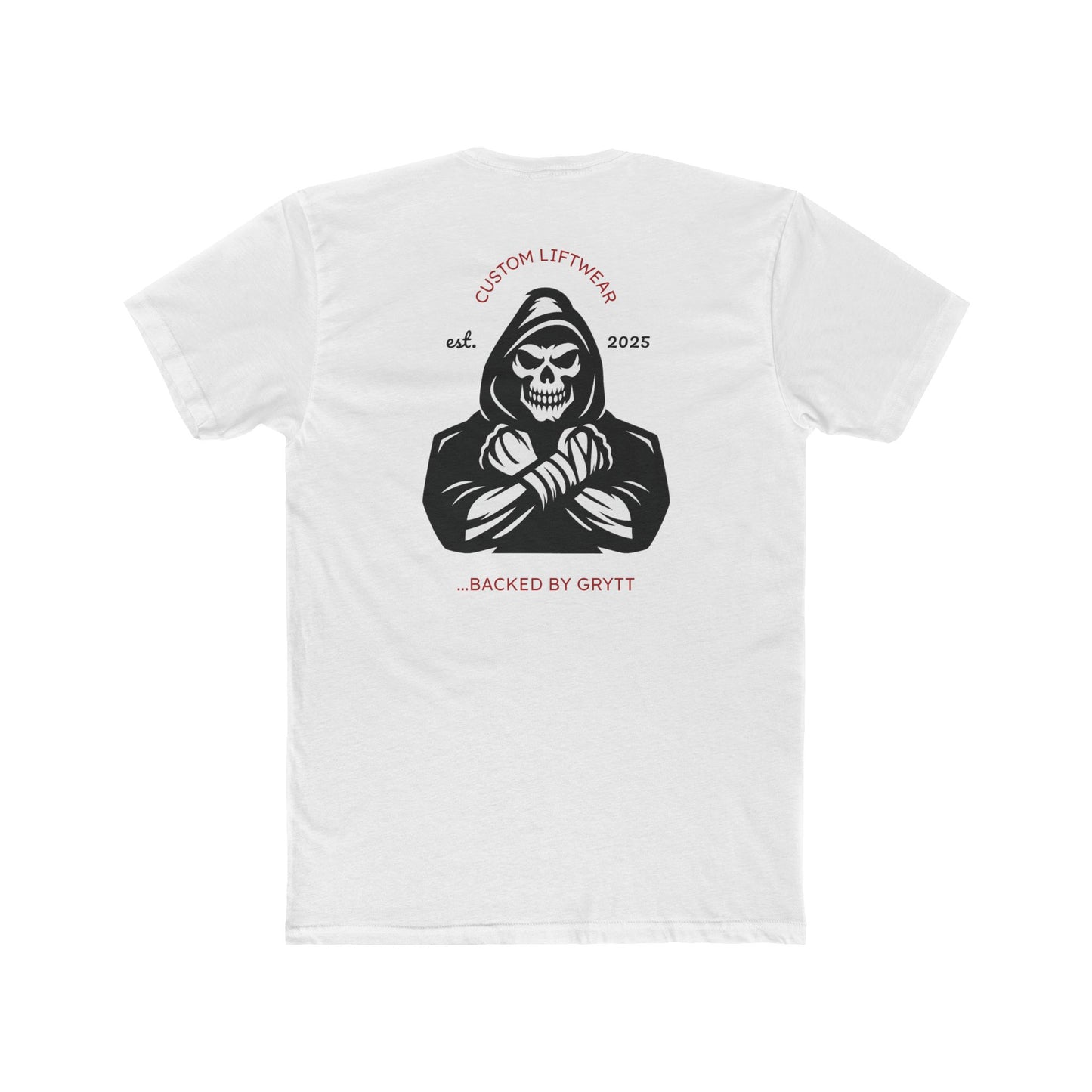 Grytt Labs Unisex Cotton Crew Tee - LIFTWEAR REAPER WRAPPED (White T)