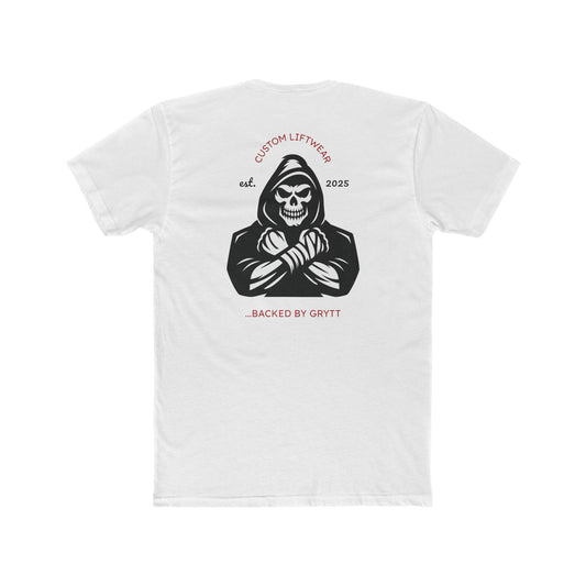 Grytt Labs Unisex Cotton Crew Tee - LIFTWEAR REAPER WRAPPED (White T)